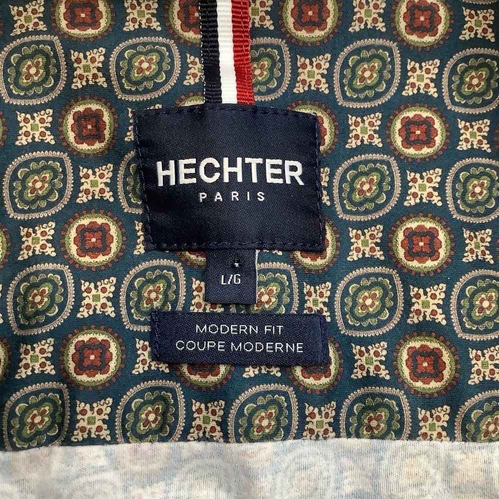 Daniel Hechter Paris Teal Geometric Printed 100% Cotton Shirt Size L - Picture 10 of 15